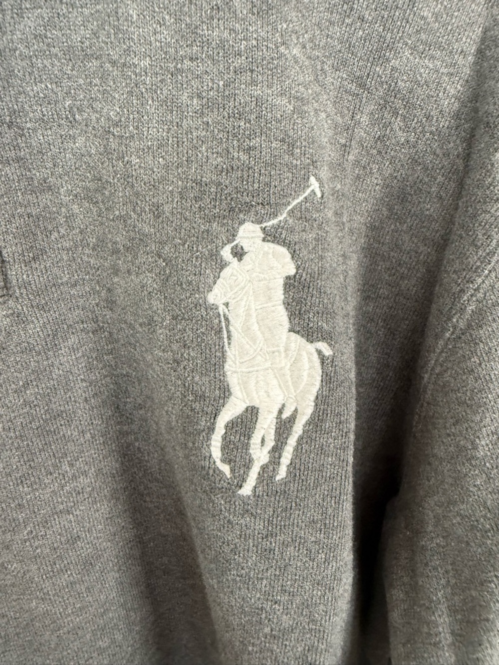 Vintage! Ralph Lauren Gray Quarter‑Zip Sweatshirt with Colorful Ski Patch - Picture 4 of 6